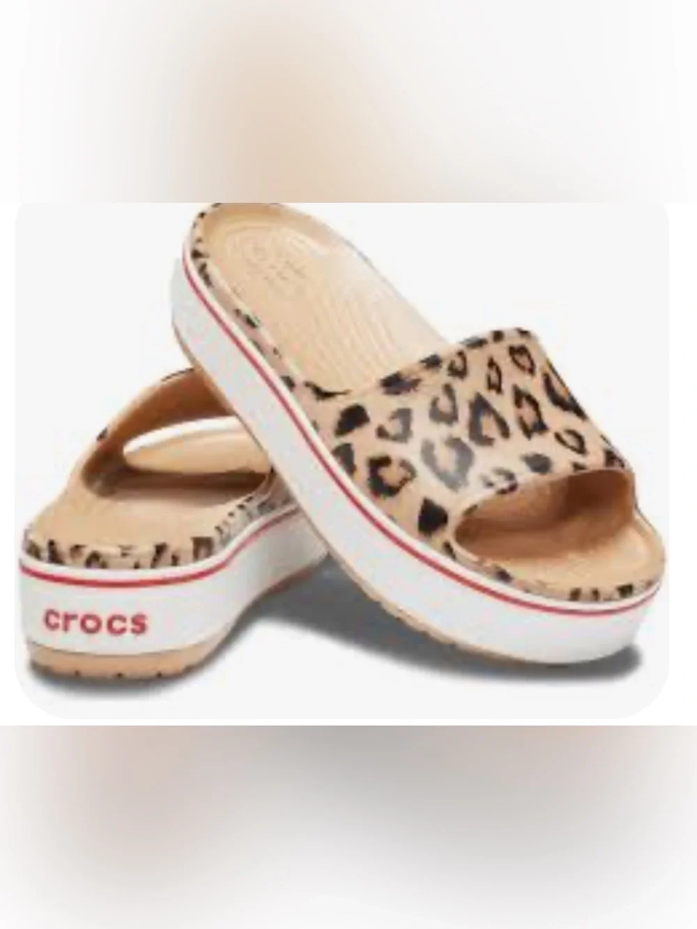 Crocs Beige Leopard Platform Sandals Women 9 NWOT